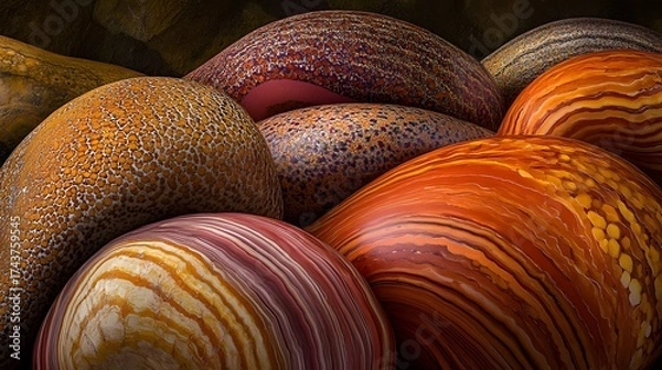 Obraz Abstract domes with unique textures and patterns in warm earthy tones