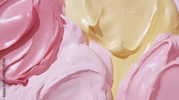 Obraz Abstract background with textured swirls of creamy pastel pink and yellow paint
