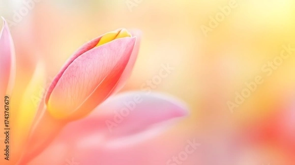 Obraz Soft Focus Pink Tulip Bud with Blurred Background a Delicate Bloom