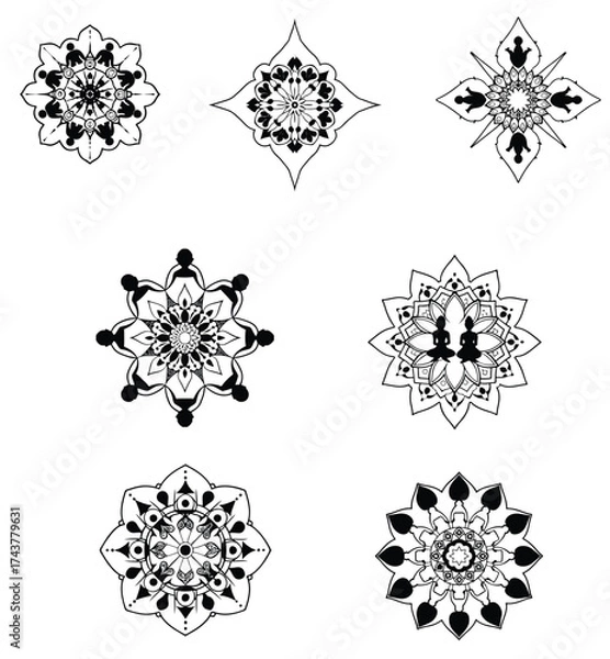 Fototapeta A set of mandala ornamental design elements
