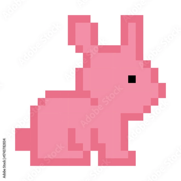 Obraz Pink Rabbit Pixel Art Character