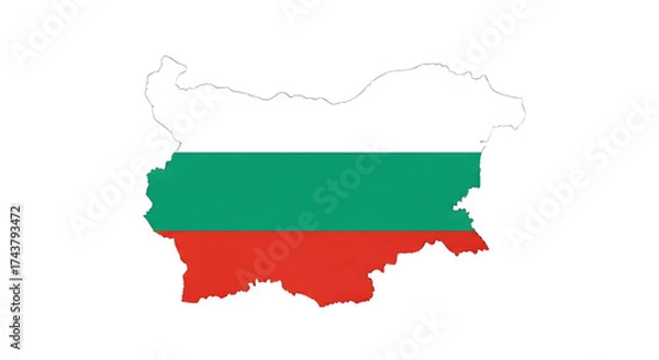 Obraz Bulgaria map outline with flag isolated on transparent background a vector illustration of the national flag filling the outline of the countrys borders perfect for geography and travel themes