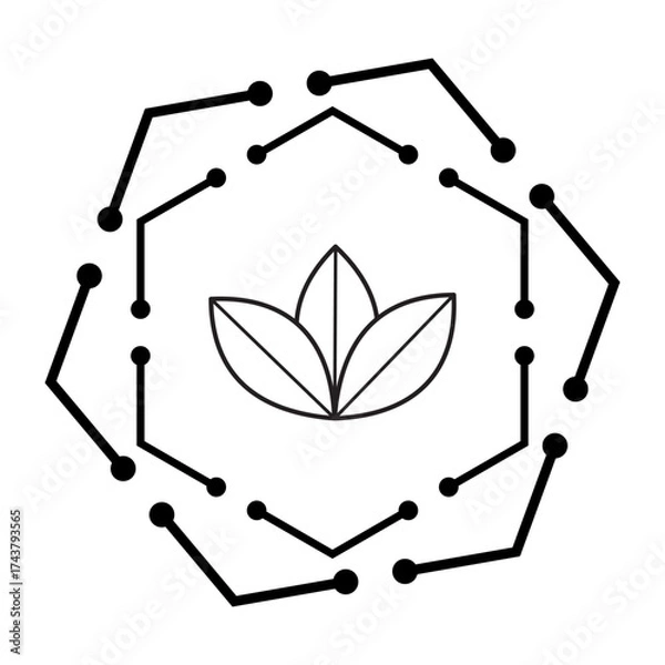 Obraz Sustainable Innovation Line Icon. Eco and AI Fusion