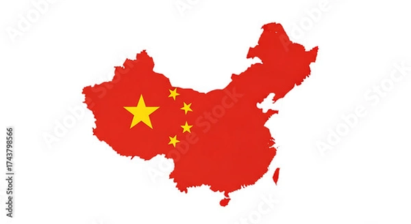 Obraz Map of china with the national flag isolated on transparent background this illustration represents the geographical shape of the country with its flag colors and symbol
