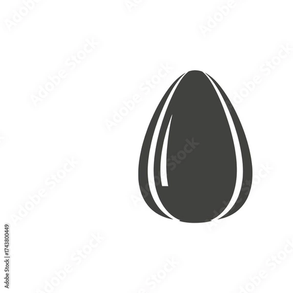 Fototapeta A single dark oval shaped seed with subtle lines isolated on white background