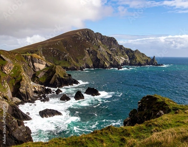Fototapeta Rugged coastline with dramatic cliffs