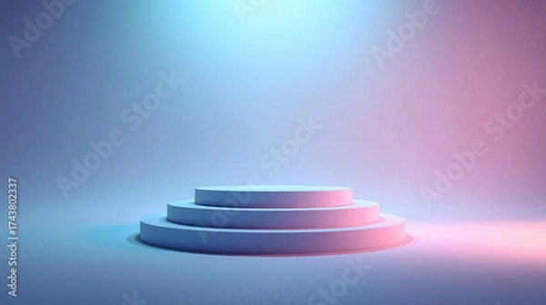 Fototapeta Minimalist 3D Render Podium Stage for Product Display Mockup and Advertising Background