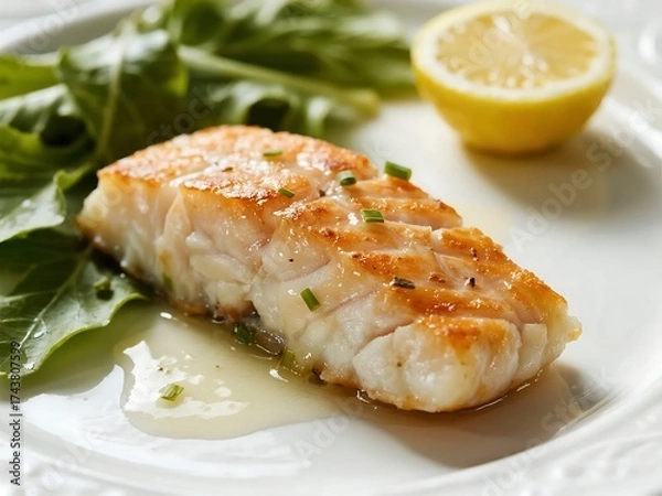 Fototapeta Bright & Buttery Lemon-Garlic Cod Fillet