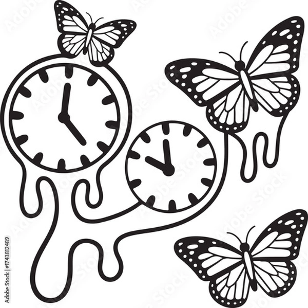 Obraz A colorful set of butterflies and vector butterflies isolated on white, showcasing the beauty of this insect, animal, and nature with their distinct wings for a spring or summer collection