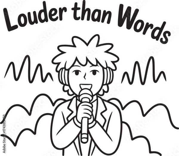 Obraz A funny cartoon zombie face illustration drawing of a child boy character's head with a comic smile expression