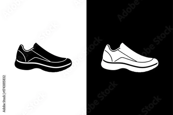 Fototapeta Minimalist Running Sneaker Icon on White Background, Fitness Vector.