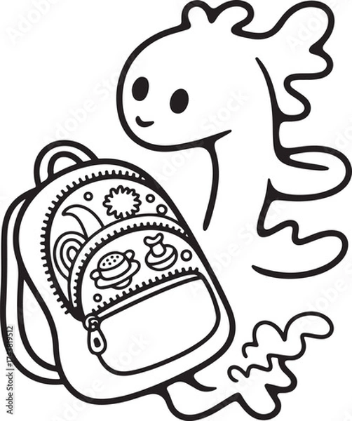 Obraz Cute and funny vector illustration of an animal character coloring alphabet page for kids' book design