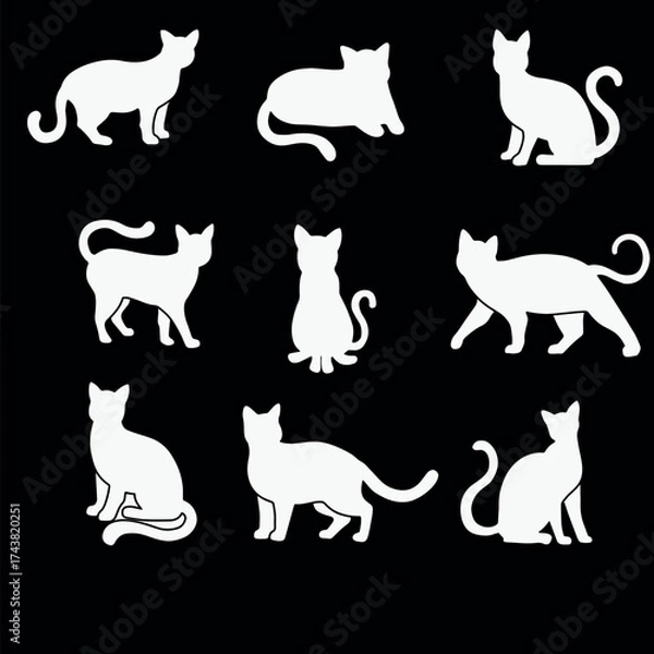 Obraz set of cats silhouettes