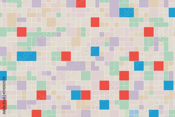 Fototapeta Vector art of abstract geometric pattern with colorful squares and rectangles, , vector