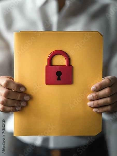 Fototapeta Cybersecurity and encrypted document transfer concept