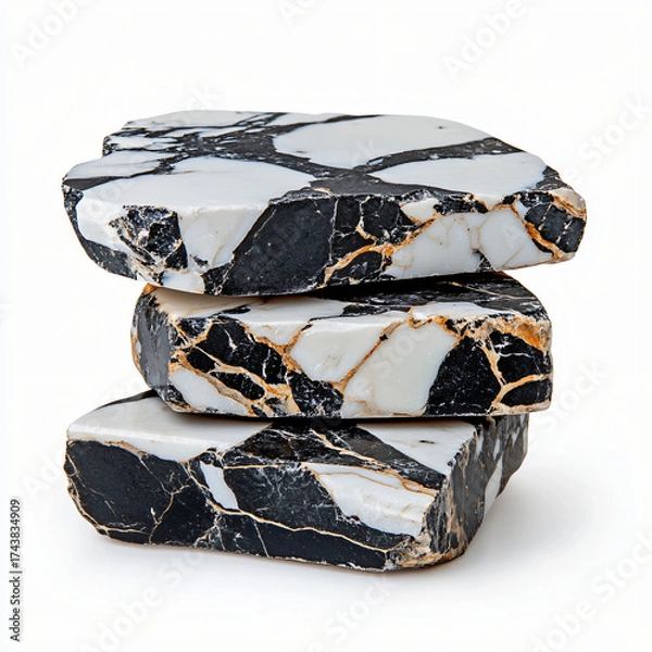Obraz Crafting a unique home decor piece black and white marble stones indoor setting photography focus textured surface aesthetic appeal