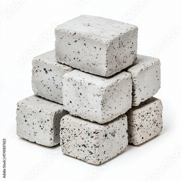 Fototapeta Building blocks of innovation industrial setting product photography minimalist environment close-up view concrete concepts for modern design