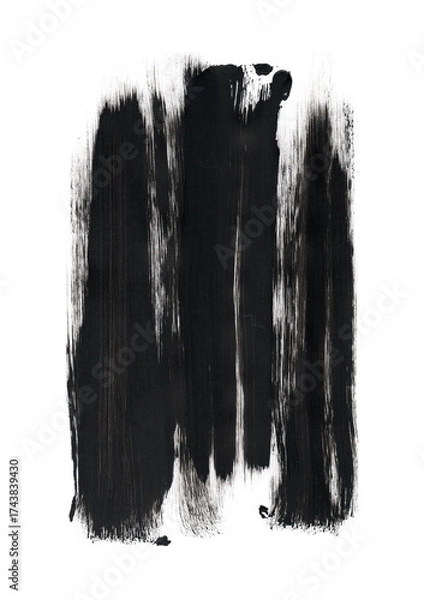 Fototapeta An abstract composition created with broad black brushstrokes on a white background. Three powerful vertical stripes create a sense of depth and movement, as if they were shadows.