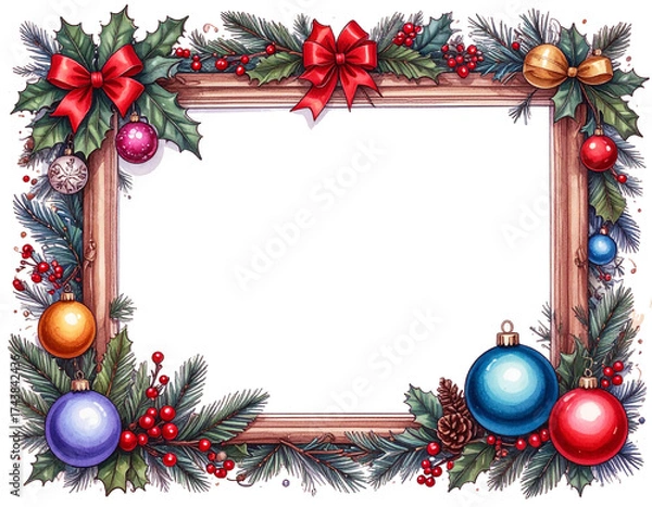 Fototapeta クリスマスの飾りフレーム