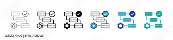 Fototapeta Workflow Process and Task Management Icon Set