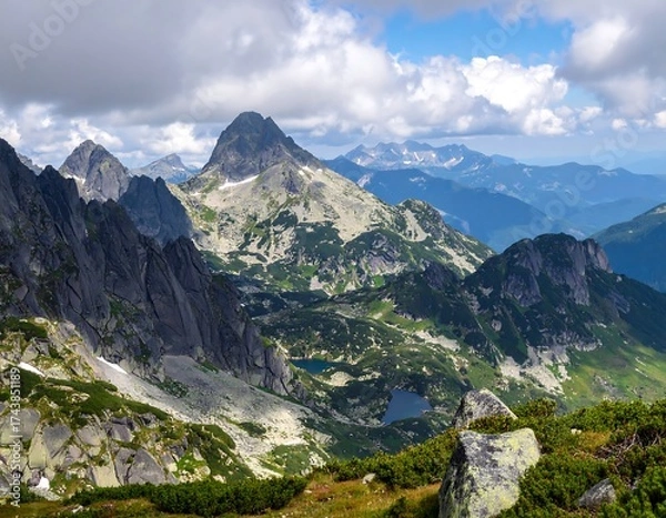 Fototapeta Mountain landscape with lake