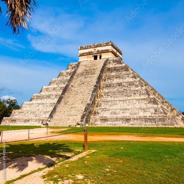 Fototapeta Ancient Mayan pyramid under a clear sky