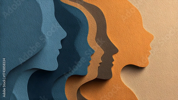 Fototapeta Papercut Negative-Space Crowd