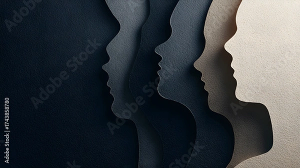 Obraz Papercut Negative-Space Crowd