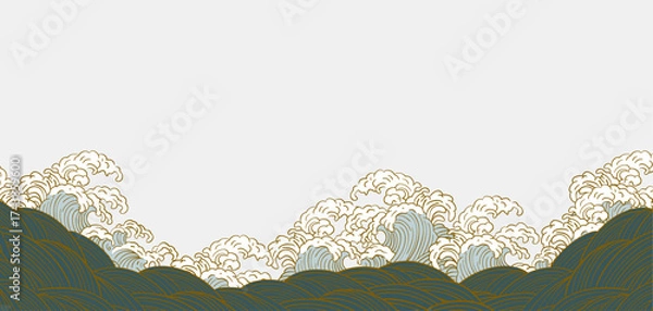 Obraz 波　海のイラスト背景
