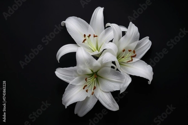 Obraz Black Background Featuring White Lilies