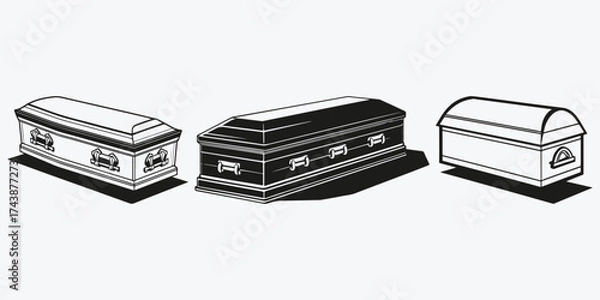 Fototapeta coffin sketch illustration vector set