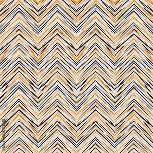 Fototapeta Dynamic zigzag pattern of jagged lines in energetic orange and navy