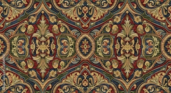 Fototapeta Intricate Renaissance Pattern Repeat with Ornate Elements and rich colors