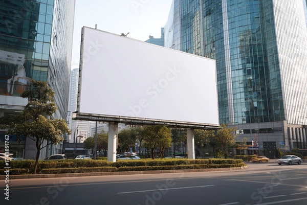 Obraz Realistic Billboard Mockup Template for Outdoor Advertising