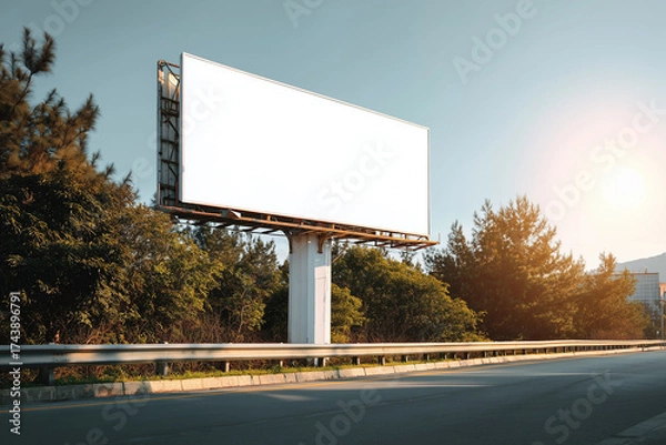 Obraz Realistic Billboard Mockup Template for Outdoor Advertising