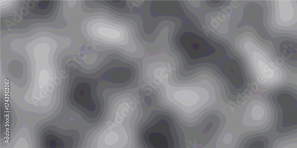 Fototapeta An abstract topographic map or contour line pattern rendered in grayscale with smooth, flowing shapes and distinct color bands, suggesting elevation changes or fluid dynamics for scientific or