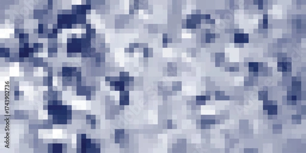 Fototapeta Pixelated abstract pattern with varying shades of blue and white creating a digital mosaic or low-resolution image effect for backgrounds