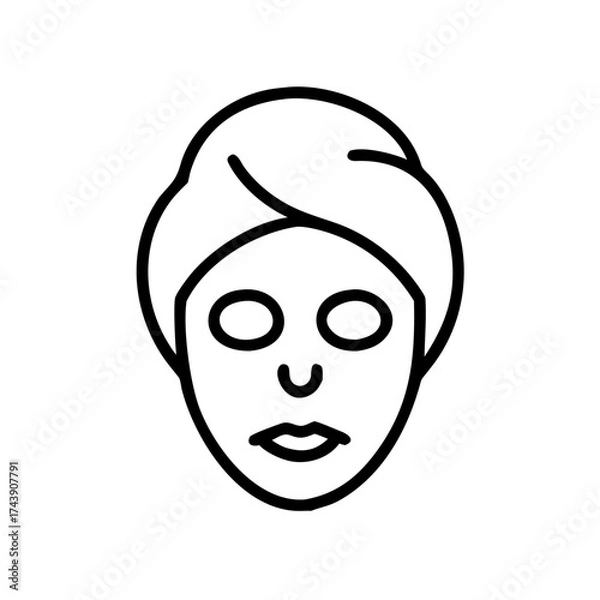 Fototapeta Minimalistic illustration of a woman with a face mask at home  