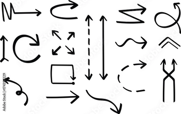 Fototapeta Unique Hand Drawn Arrows for Digital Art Projects