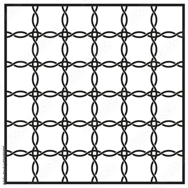 Fototapeta Woven oval pattern. Chain link detail. Interlaced Vector texture. Horizontal grid motif.