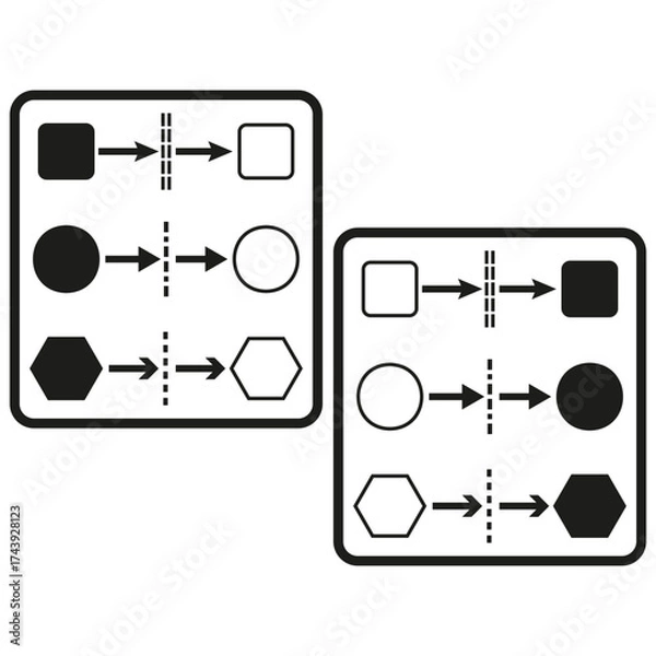 Fototapeta Business process diagram. Geometric shape illustration. Workflow management symbol. Vector creative concept
