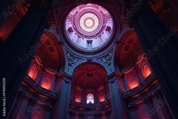 Fototapeta Mesmerizing Nocturnal Ceiling Details Architectural Artistry in Soft Light