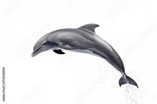 Obraz Leaping dolphin against a plain white backdrop