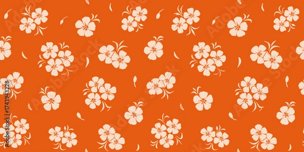 Fototapeta The pattern with leaves and flowers is drawn by hand. vector illustration