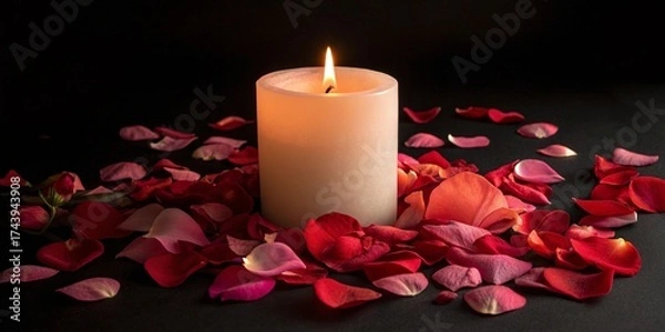 Fototapeta red rose and candle