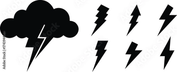 Fototapeta Dynamic speed line lightning bolt graphic elements collection