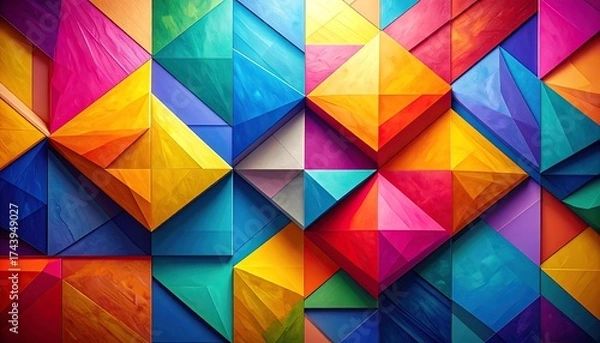 Fototapeta Colorful geometric abstract art background vibrant design.