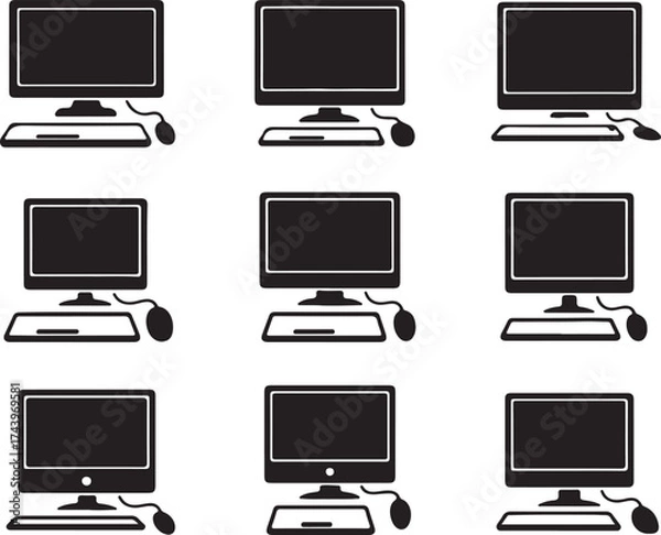 Obraz Computer Desktop Icon Set on Transparent Background