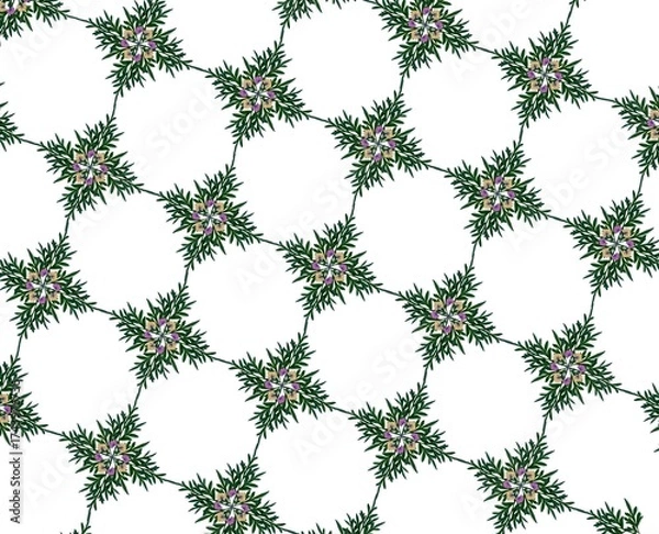 Fototapeta simple cactus grid pattern on white background, minimal seamless texture for decoration and design