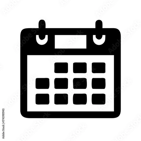 Obraz Calendar Schedule Planner Black and White Vector Icon
